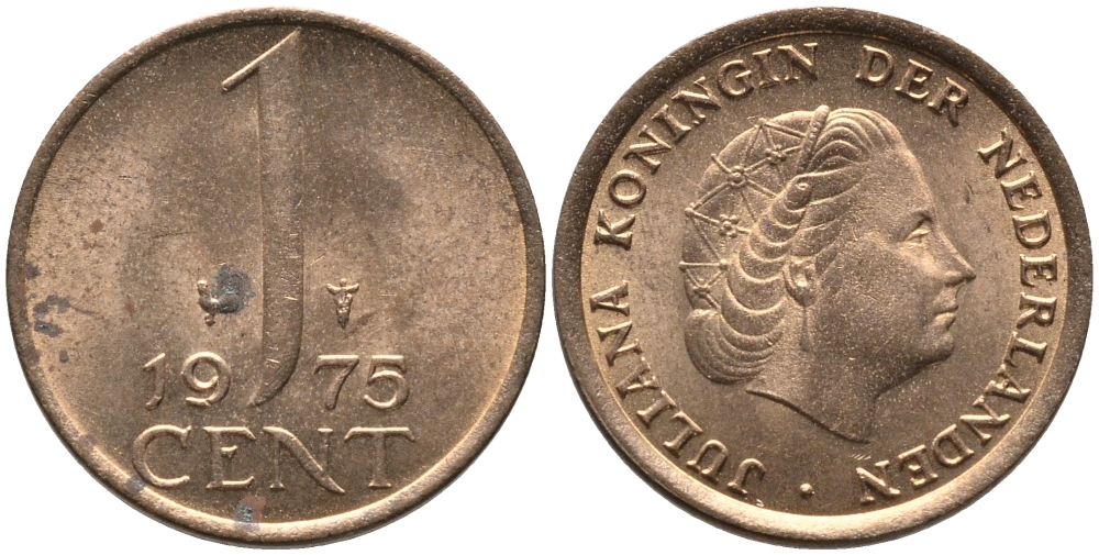 НИДЕРЛАНДЫ 1 ЦЕНТ 1975 ЮЛИАНА KM 180 бронза 96-1239