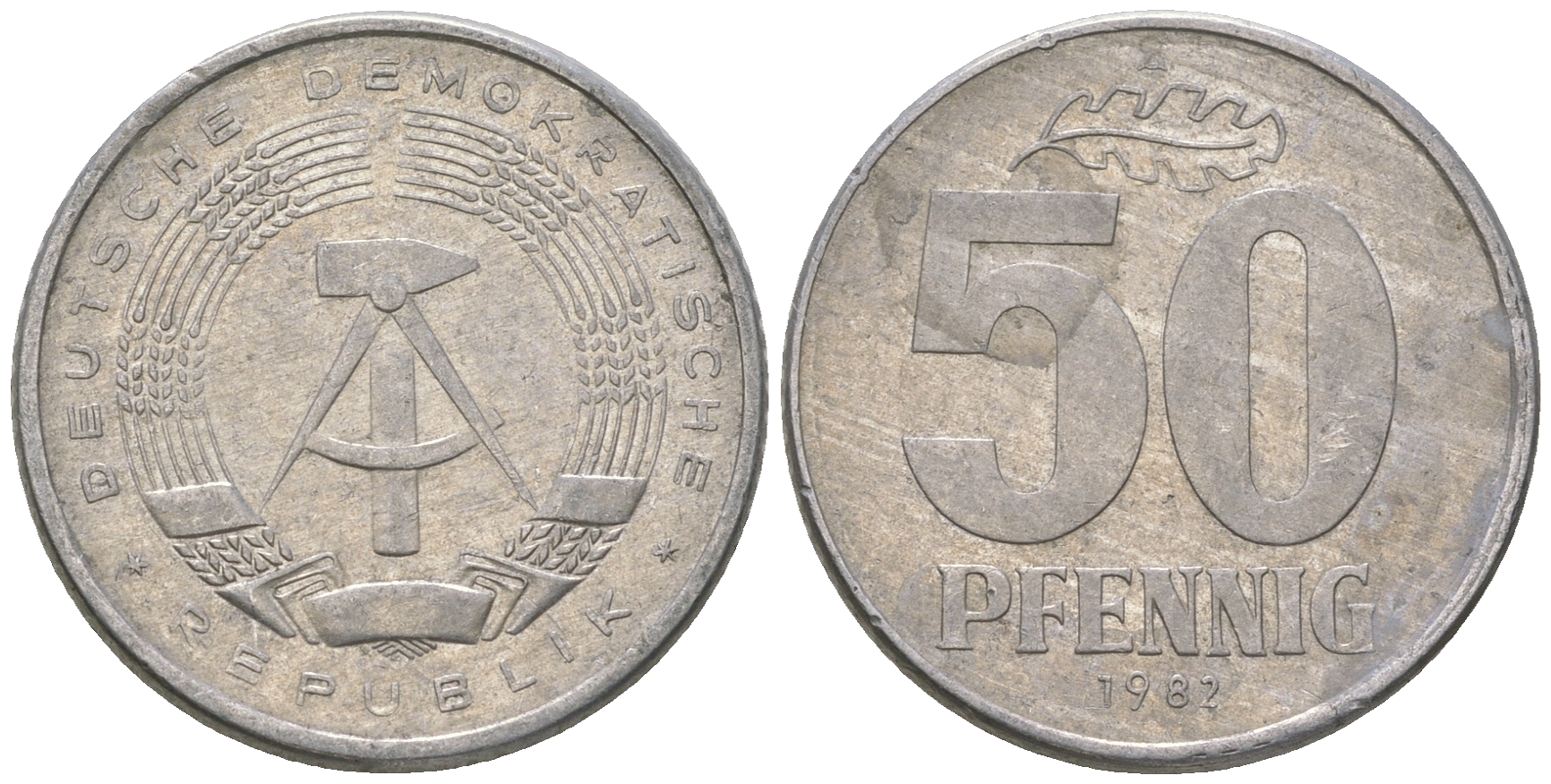 ГДР 50 пфеннигов 1982 А KM 12.2 алюминий 4635-834