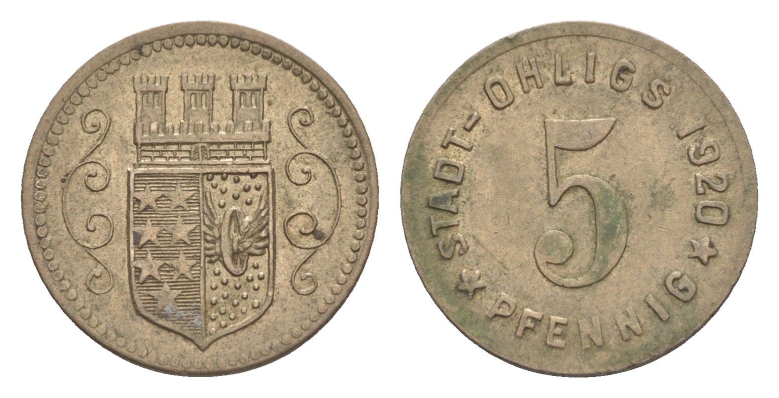 Олигс 5 пфеннигов 1920 Funck 404.3, Men18 24920.1 железо 4636-1045