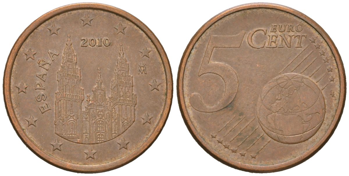 Испания 5 евроцентов 2010 M, Хуан Карлос I (1975-2014) KM 1146 сталь плакированная медью 4538-1031