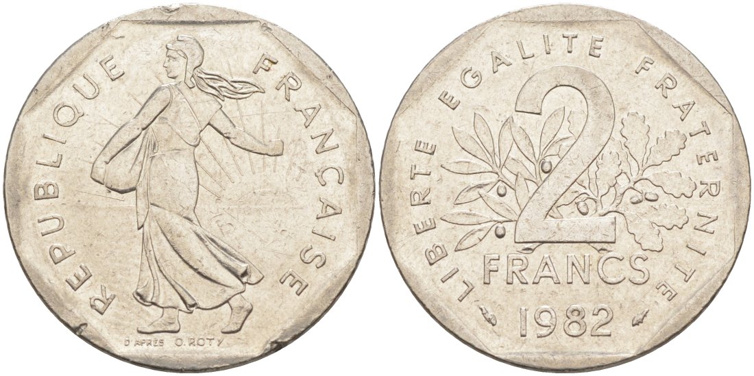 Франция 2 франка 1982 KM 942.1 никель 63-257