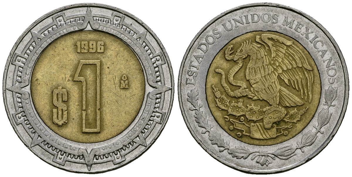 Мексика 1 песо 1996 KM 603 биметалл 4167-624