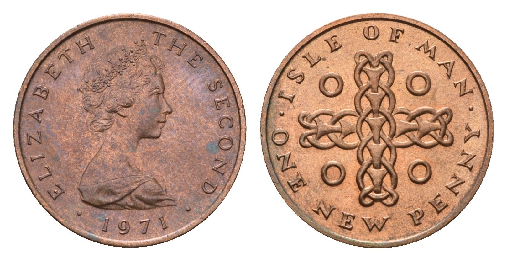 Остров Мэн 1 пенни 1971 KM 20 бронза UNC 4649-1048