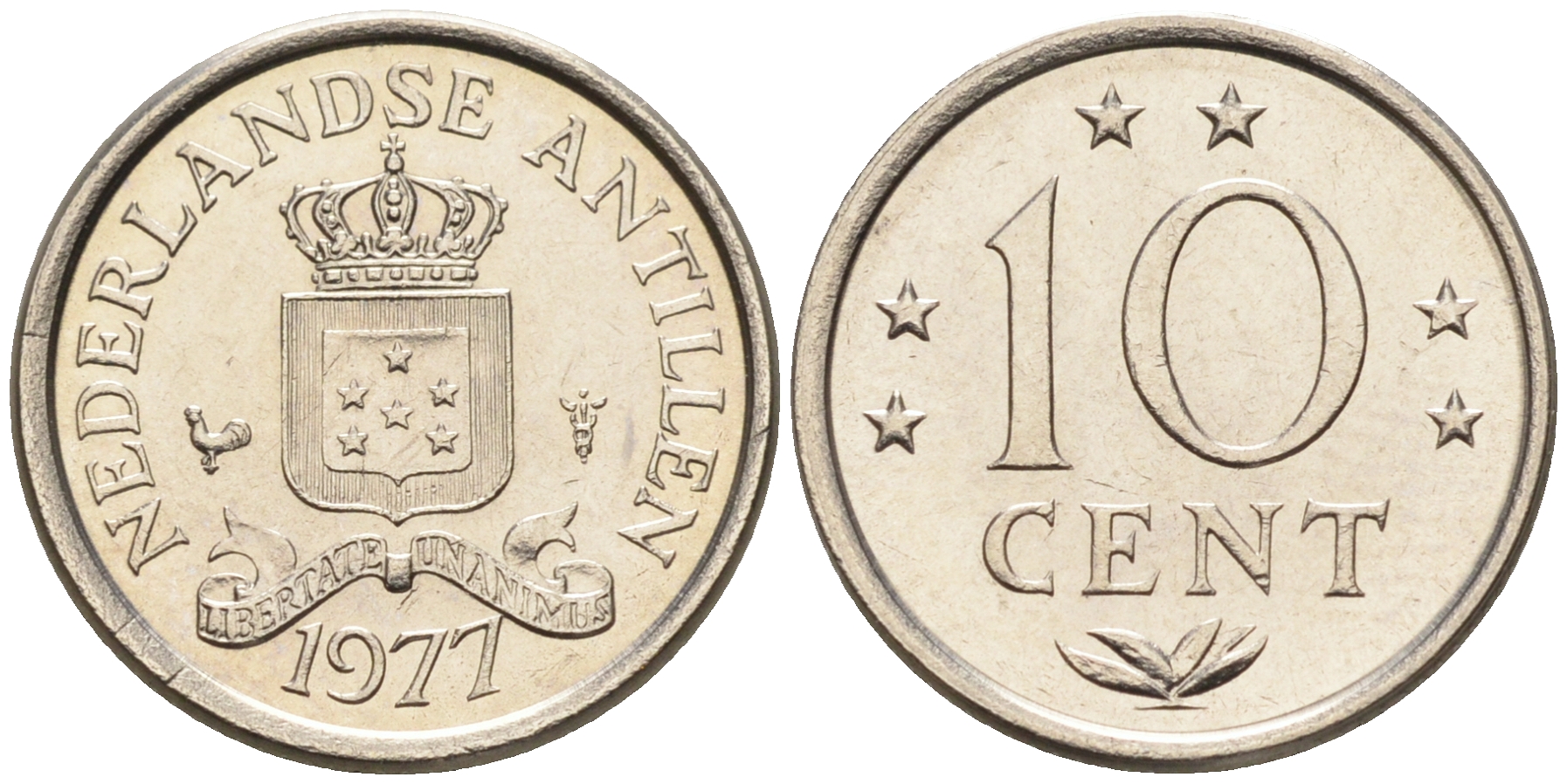 Нидерландские Антилы 10 центов 1977 Юлиана (1948-1980) KM 10 никель 4169-344
