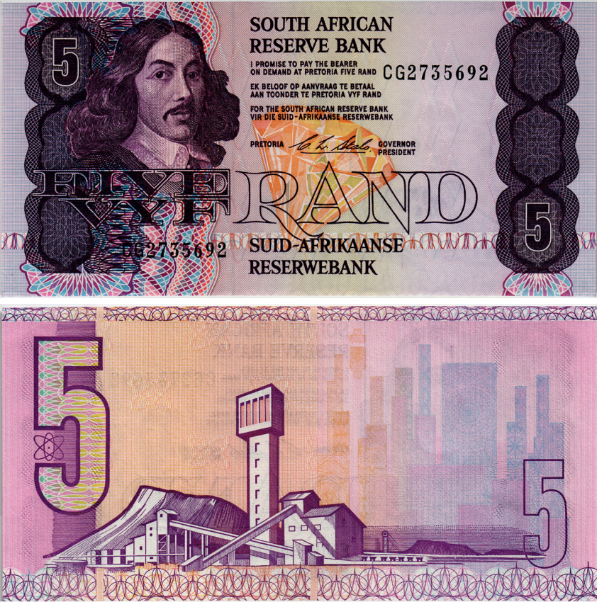 ЮАР 5 РАНДОВ 1990-1994 ПОДПИСЬ 7 Pick 119e бумага UNC (ПРЕСС) 6294-83-3