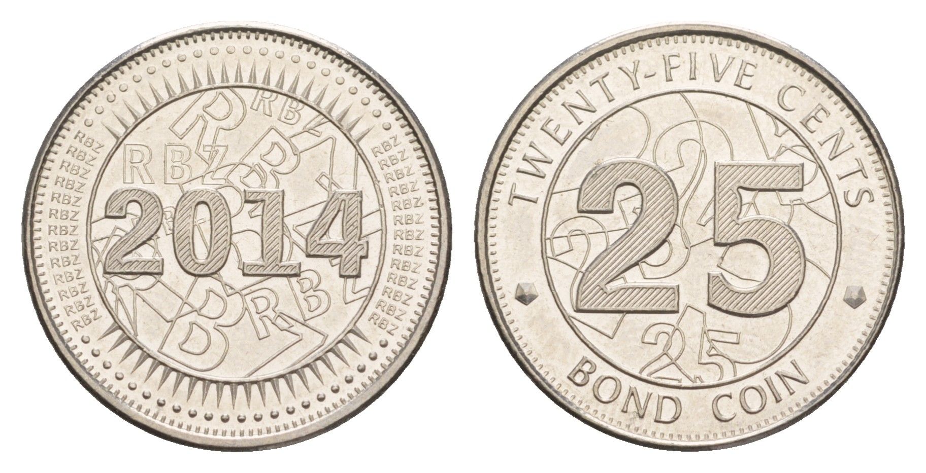 Зимбабве 25 центов 2019 Bond Coin KM 19 сталь плакированная никелем aUNC 4654-554