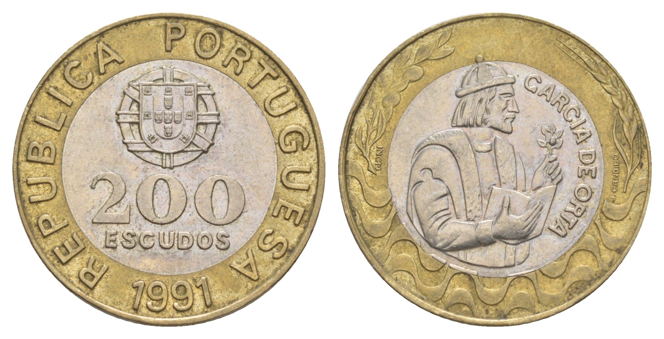 Португалия 200 эскудо 1991 Гарсия Де Орта (1501-1568) KM 655 биметалл 4393-134