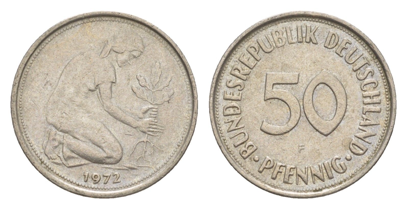 ФРГ 50 пфеннигов 1972 F KM 109.2, J. 384a медно-никель 4636-1156