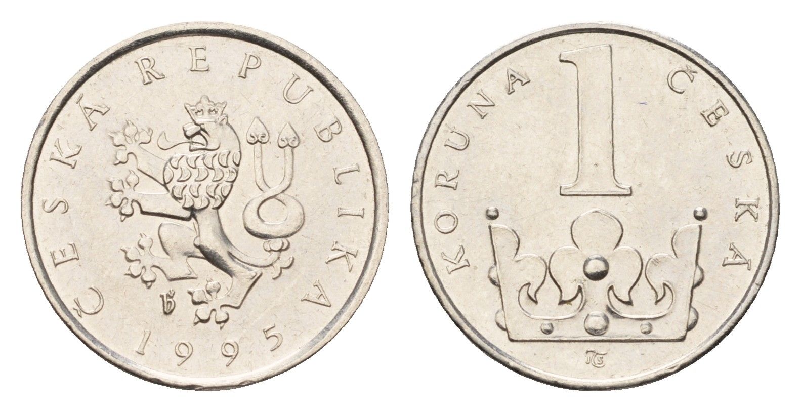 Чехия 1 крона 1995 KM 7 сталь плакированная никелем 192-811