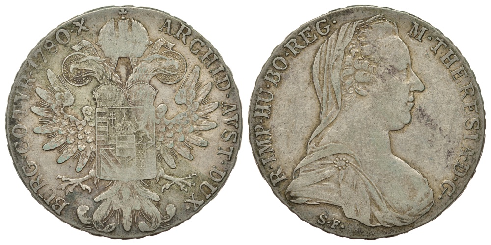 Австрия 1 талер 1780 SF, Мария Терезия, официальный рестрайк KM Т1 серебро 413-423