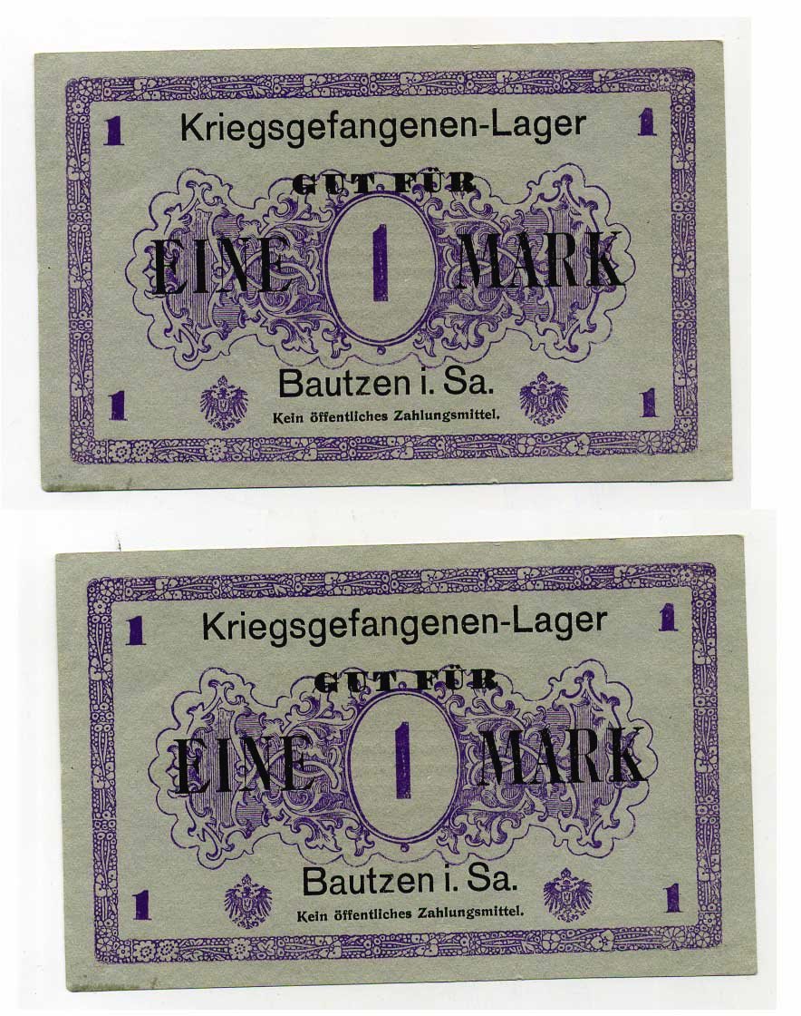 Германия 1 марка ND Баутцен в Саксонии, лагерь военнопленных C-2697 бумага 000-00-00