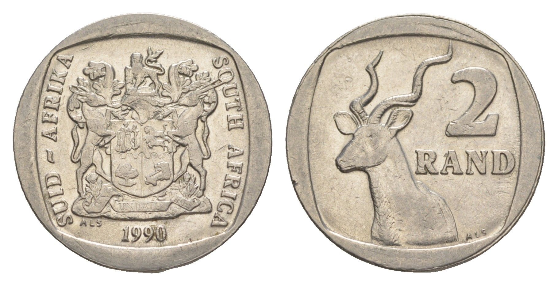 ЮАР 2 ранда 1990 KM 139 медь плакированная никелем aUNC 4546-724