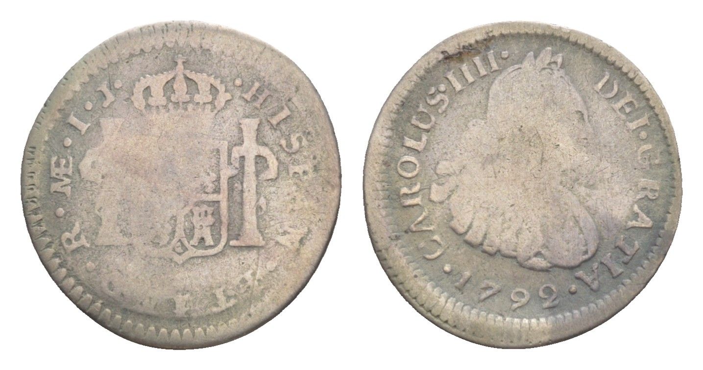 Боливия 1/2 реала 1792 Карл IV KM 69 серебро 272-533