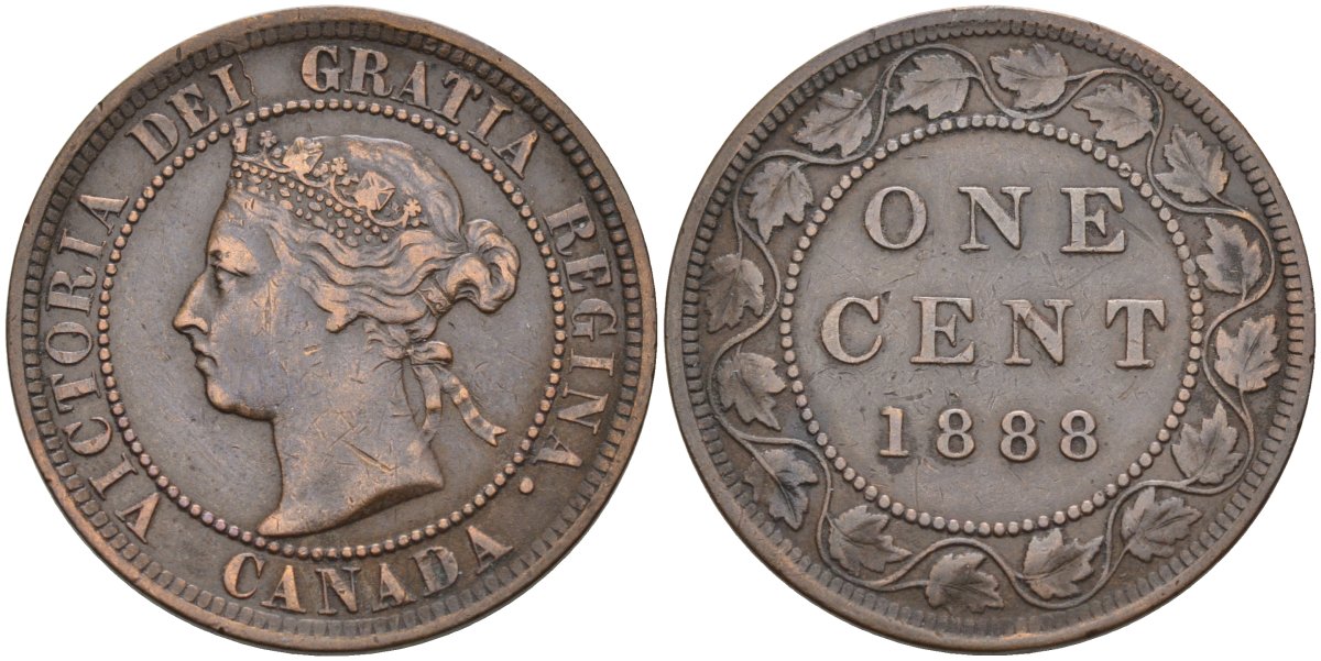 Канада 1 цент 1888 Виктория (1837-1901) KM 7 бронза 4574-924