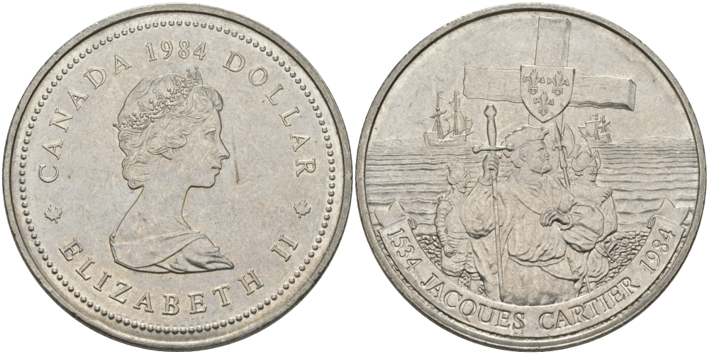 Канада 1 доллар 1984 Жак Картье KM 141 никель UNC 97-225