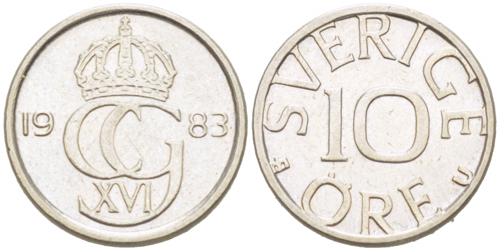 Швеция 10 эре 1983 U Карл XVI Густав (1973- ) KM 850 медно-никель 3955-349