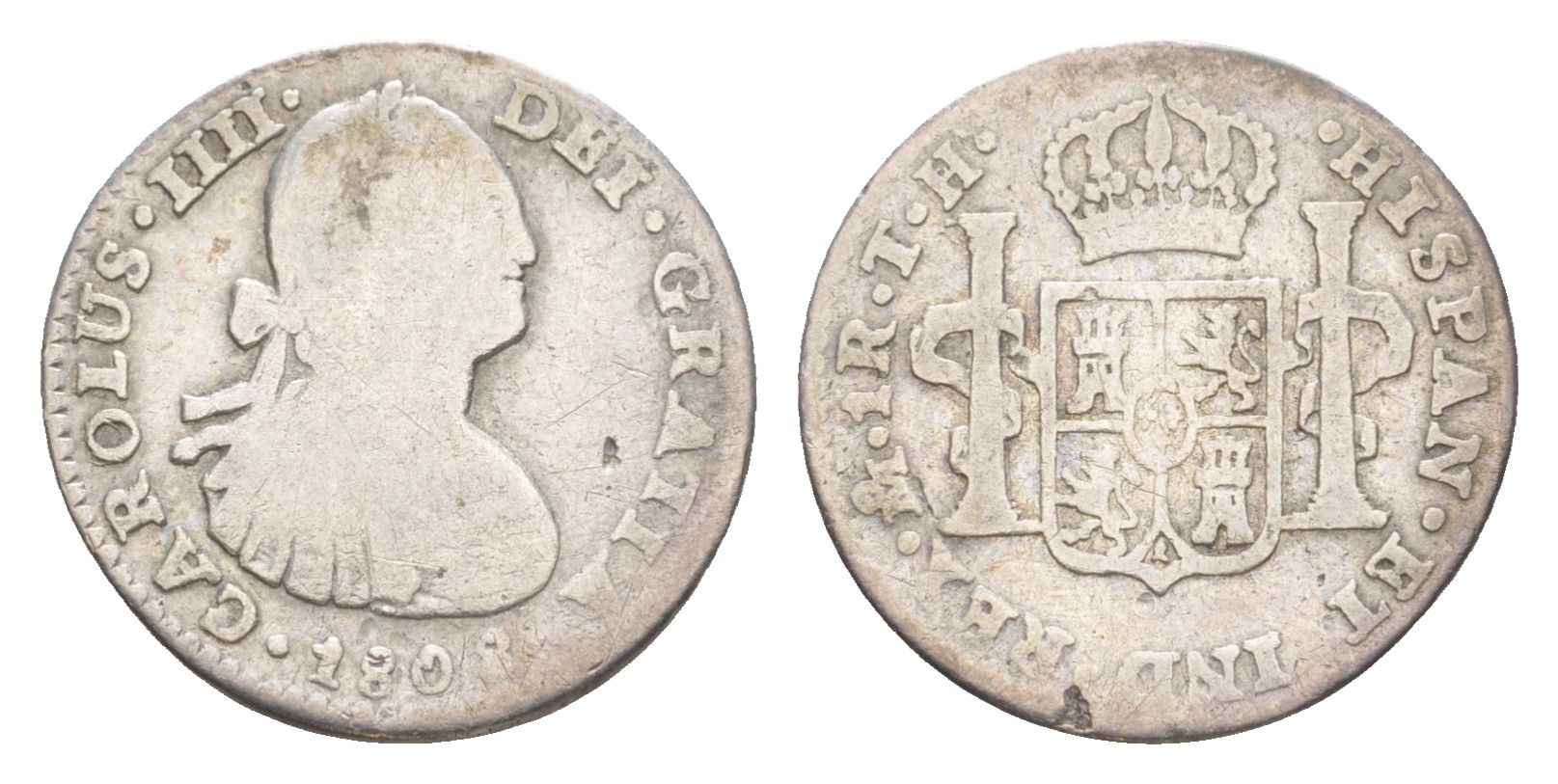 Мексика 1 реал 1808 Mo, Карл IV (1788-1808) KM 81 серебро 603-831