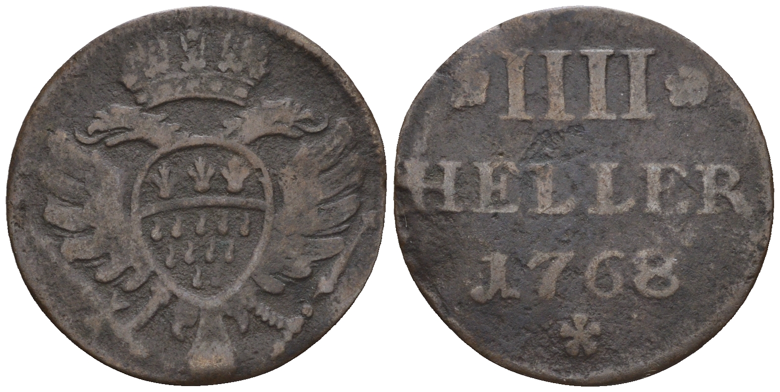 Кельн 4 геллера 1768  KM 440, Noss 644 ff медь    220-815