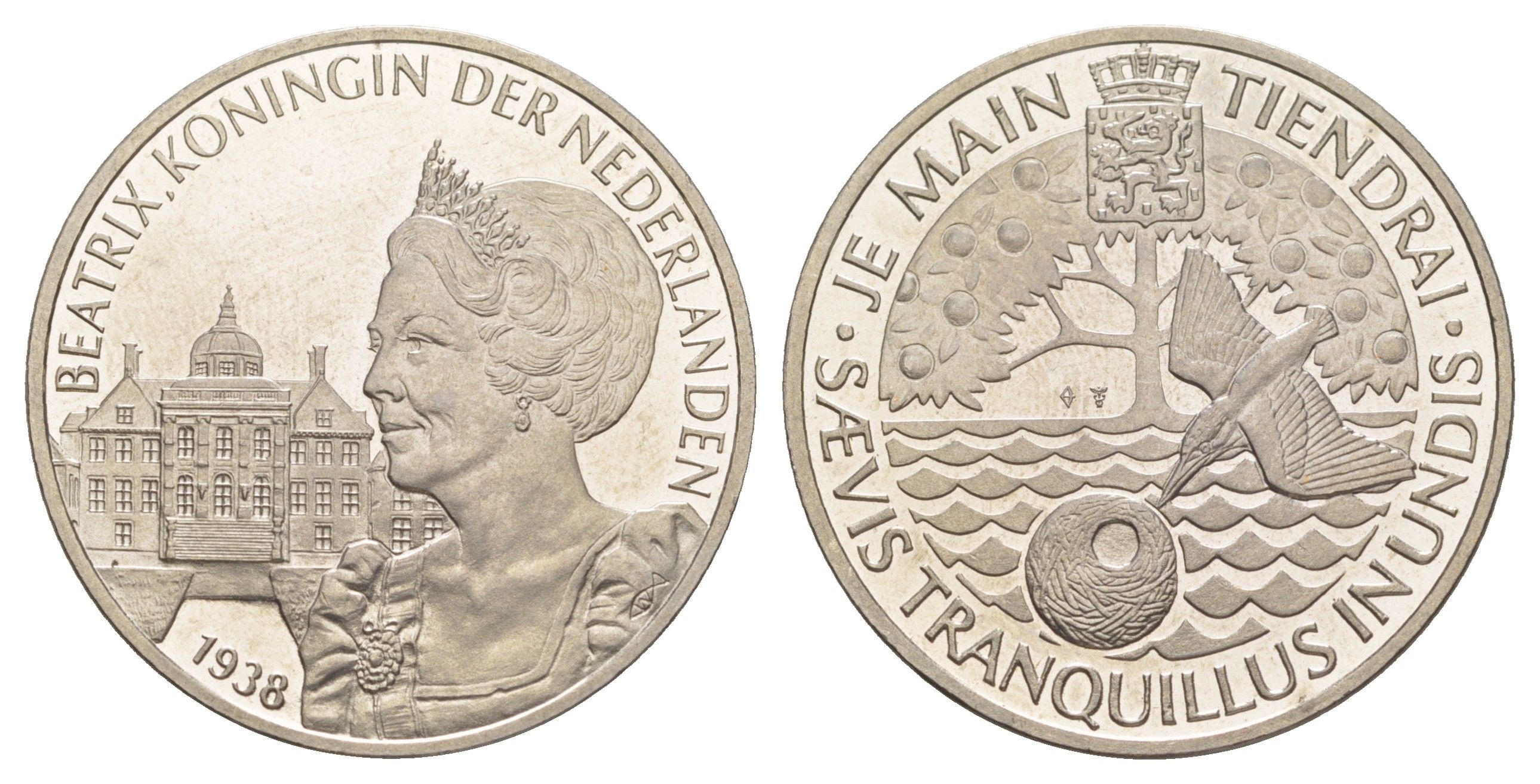 Нидерланды медаль посвященная королеве Беатрикс ND девиз Девиз Je Maintiendrai, диаметр 32,9 мм, вес 13,1 гр никель UNC 4645-1113