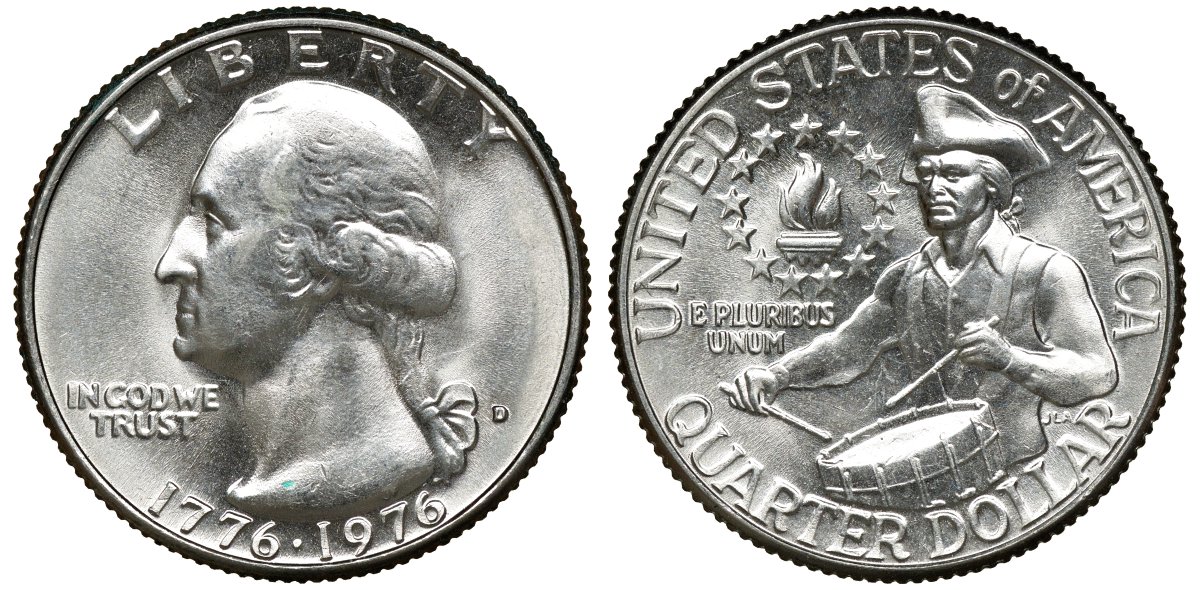 США 25 центов = квотер 1976 D, 200 лет независимости (1776-1976), Вашингтон, барабанщик KM 204 медь плакированная медно-никелем 72-511