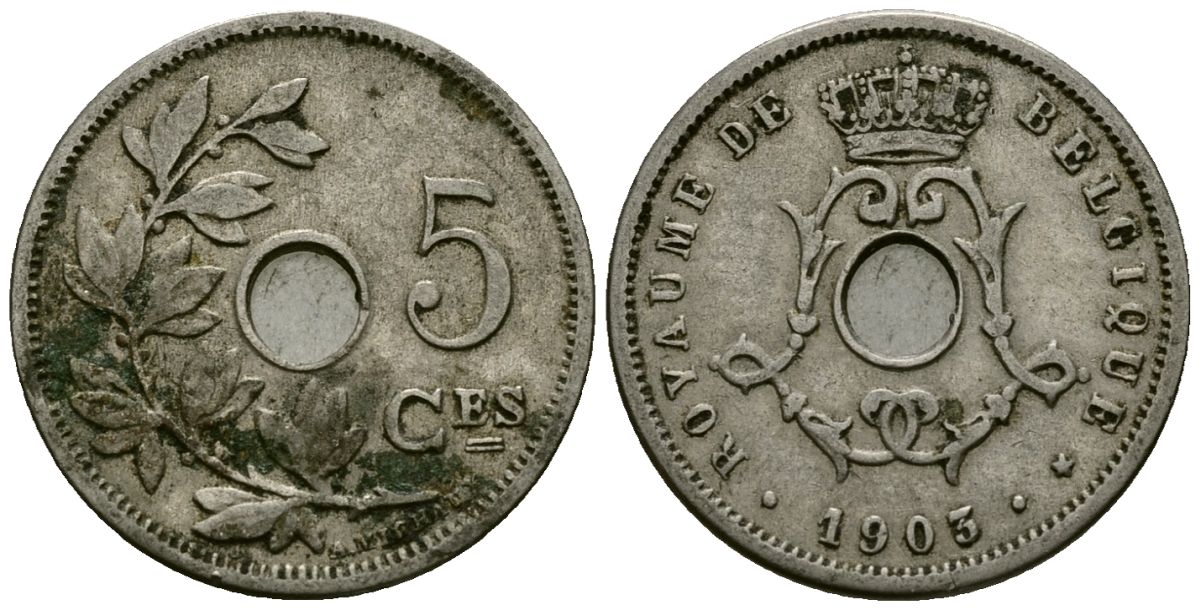 Бельгия 5 сантимов 1903 Belgique KM 46 медно-никель 4173-344