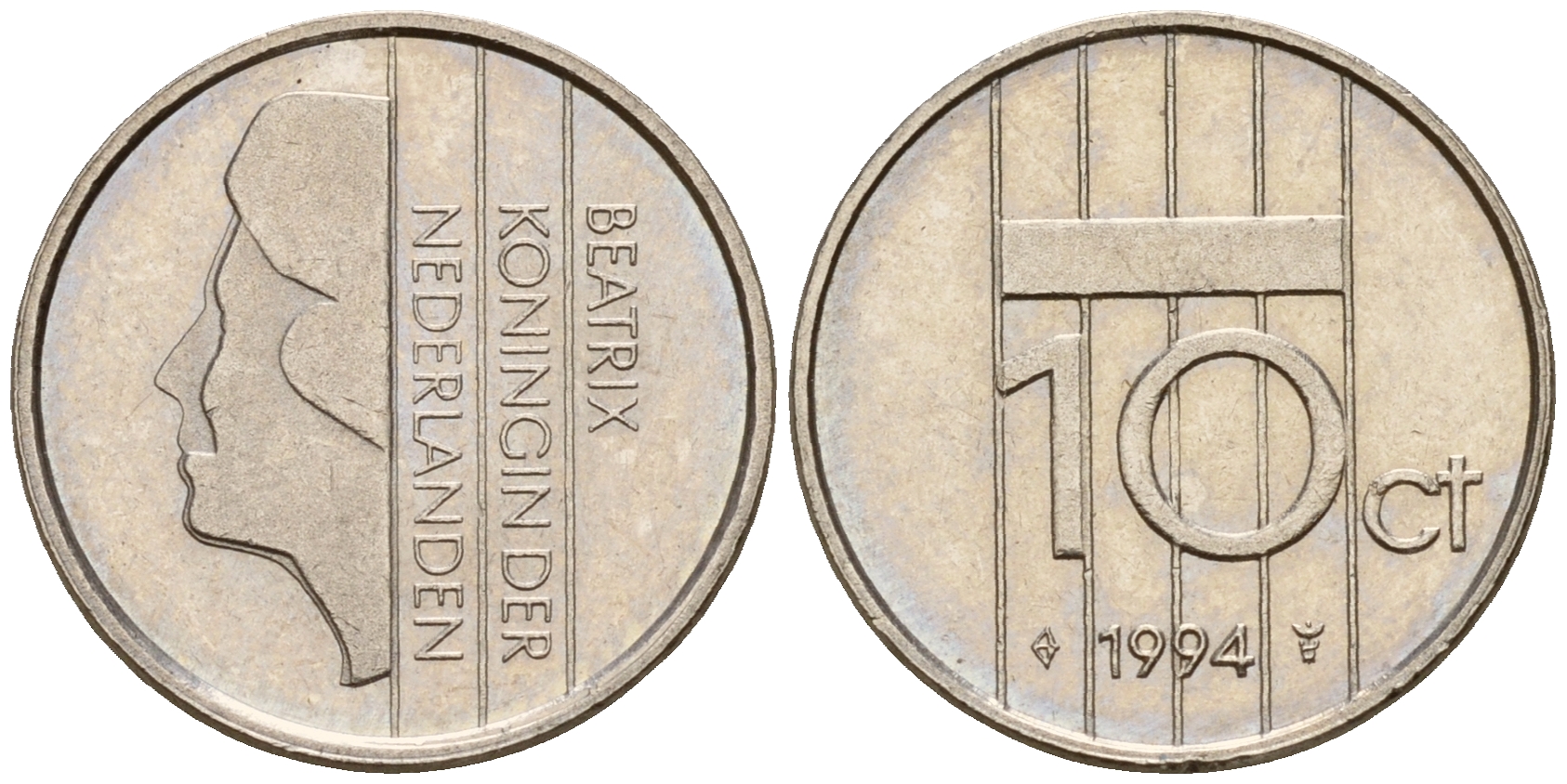 Нидерланды 10 центов 1994 Беатрикс (1980-2013) KM 203 никель    4598-415