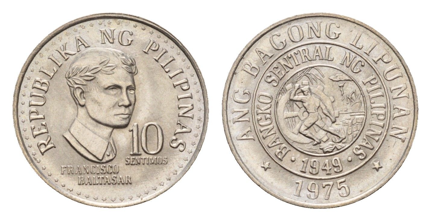 Филиппины 10 сентимо 1975 KM 207 медно-никель UNC 4640-434