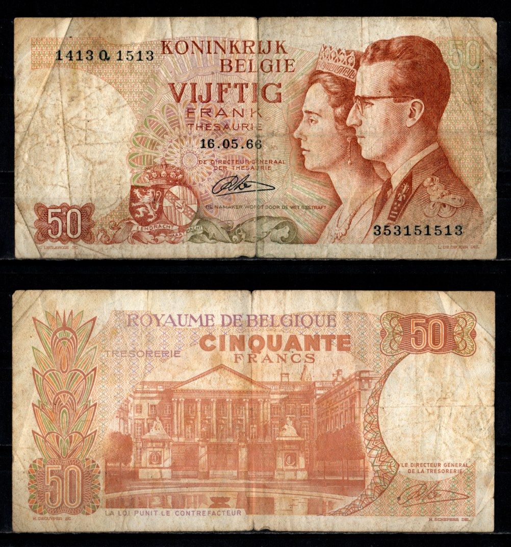 Бельгия 50 франков 1966 Pick 139 (4) бумага 7221-54-1-2