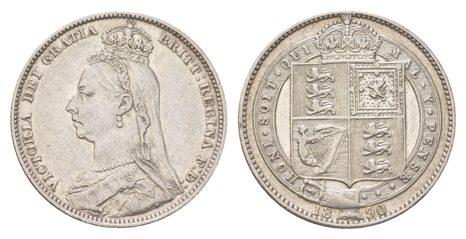 Великобритания 1 шиллинг 1890 Виктория (1837-1901) KM 774, Spink 3927 серебро 3896-1041