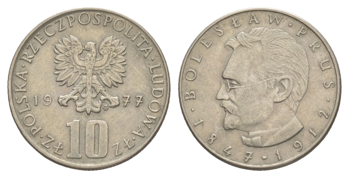 Польша 10 злотых 1977 Болеслав Прус Y 73 медно-никель 4633-133