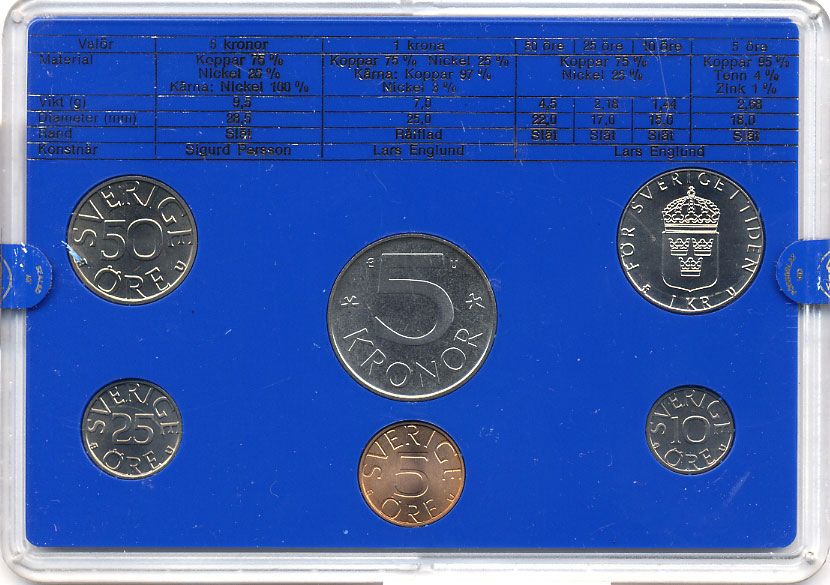 Швеция набор монетного двора из 6 монет 1981 в пластике, Карл XVI Густав (1973- ) KM MS19 UNC 7-5-7-192