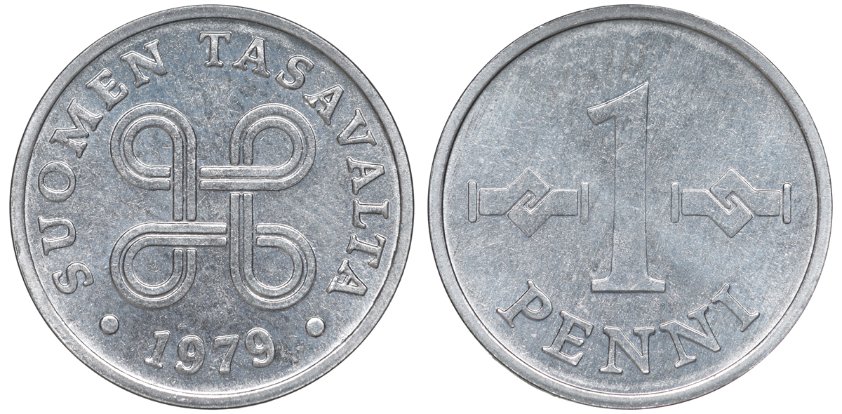 Финляндия 1 пенни 1979 KM 69а алюминий UNC 3334-1044