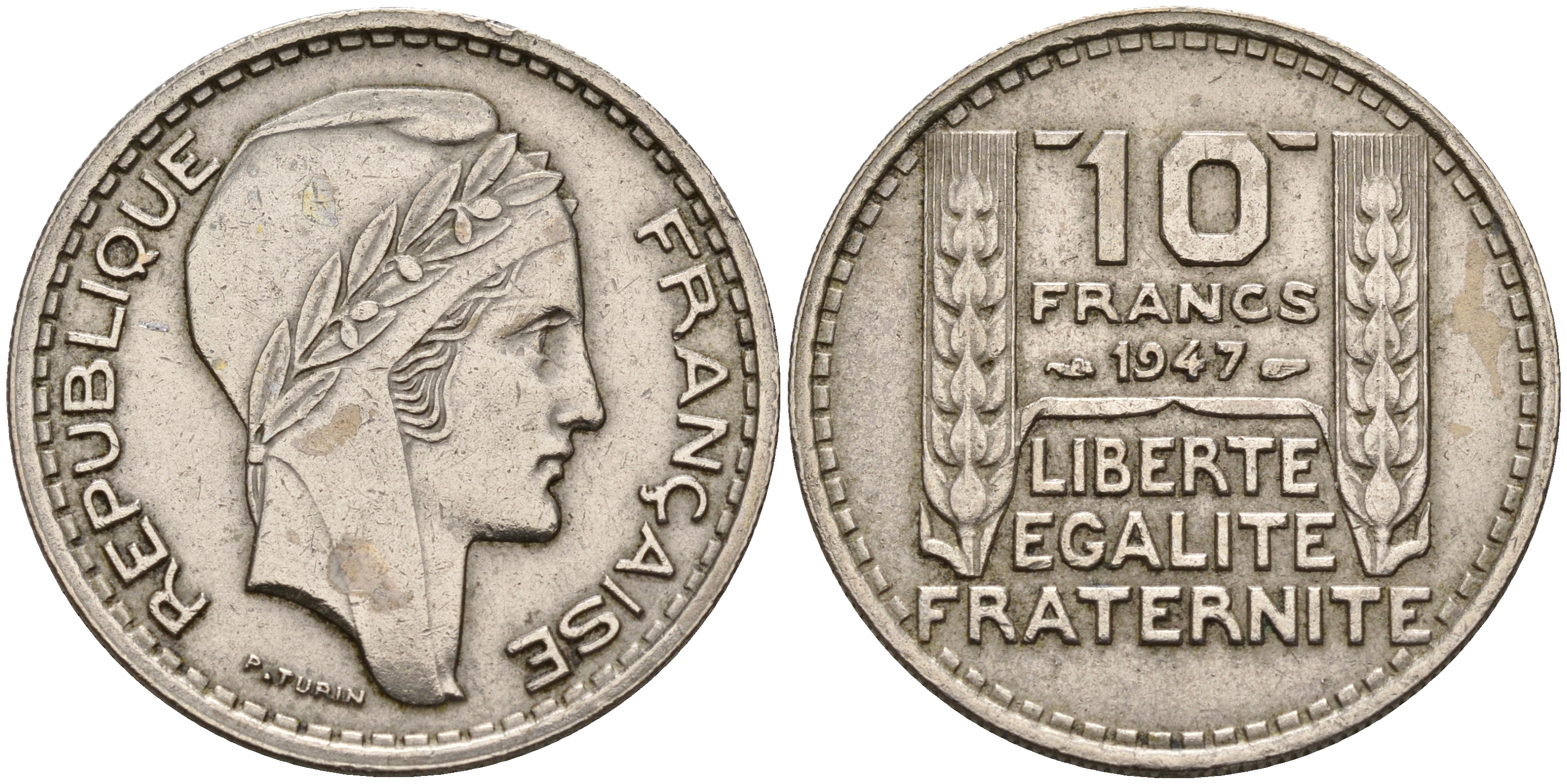 Франция 10 франков 1947  KM 909.1 медно-никель    4153-455