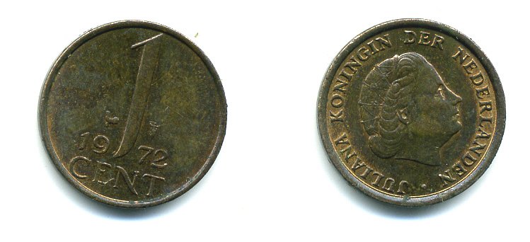 Нидерланды 1 цент 1972 Юлиана (1948-1980) КМ 180 бронза 76-313