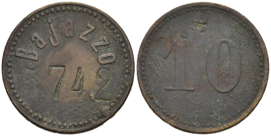 Германия игровой жетон КАЗИНО BAJAZZO "10" диаметр 17,5 мм. латунь 4567-336