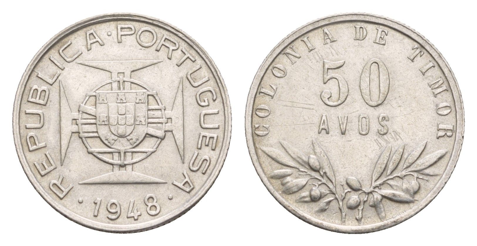 Португальский Тимор 50 аво 1948 KM 7 серебро 413-1442