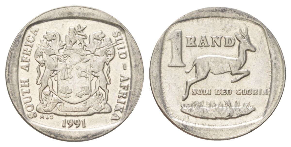 ЮАР 1 ранд 1991 KM 138 медь плакированная никелем 4627-233