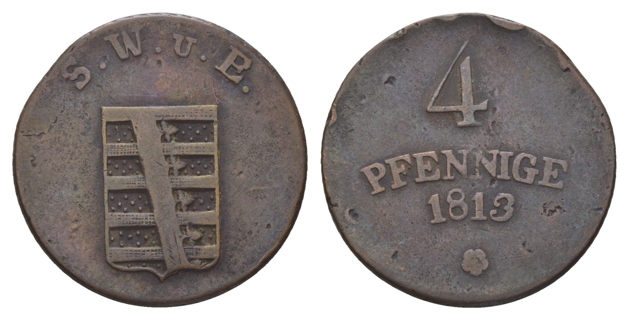 Саксен-Веймар-Эйзенах 4 пфеннига 1813 KM 166 медь 4626-133