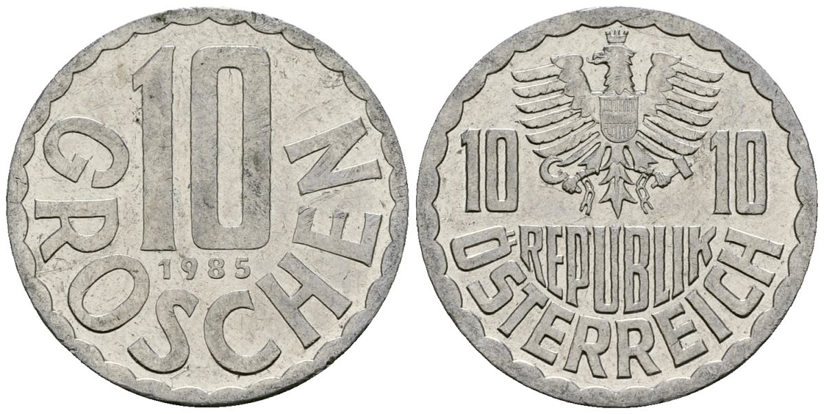 Австрия 10 грошей 1985 KM 2878 алюминий 4135-254