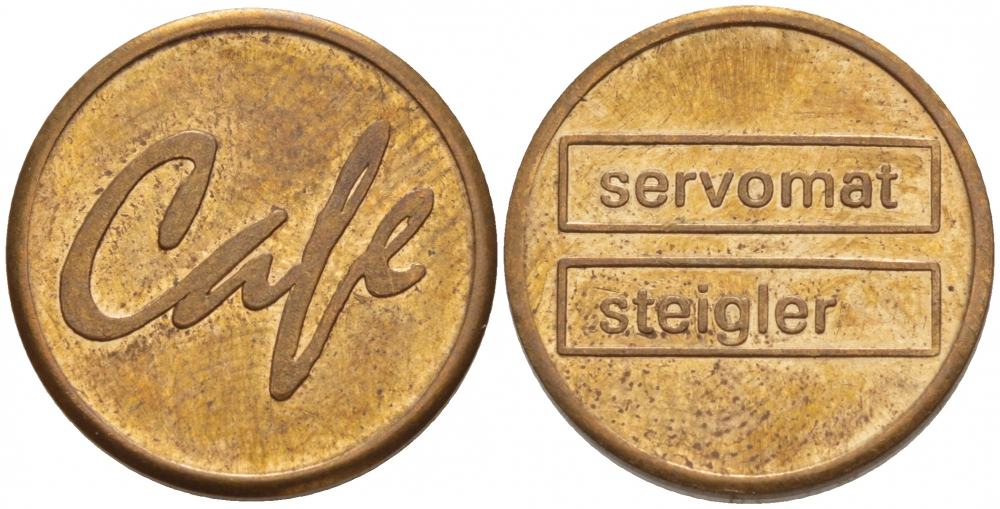 ЕВРОПА ЖЕТОН ND CALE, SERVOMAT STEIGLER желтый металл 4528-769