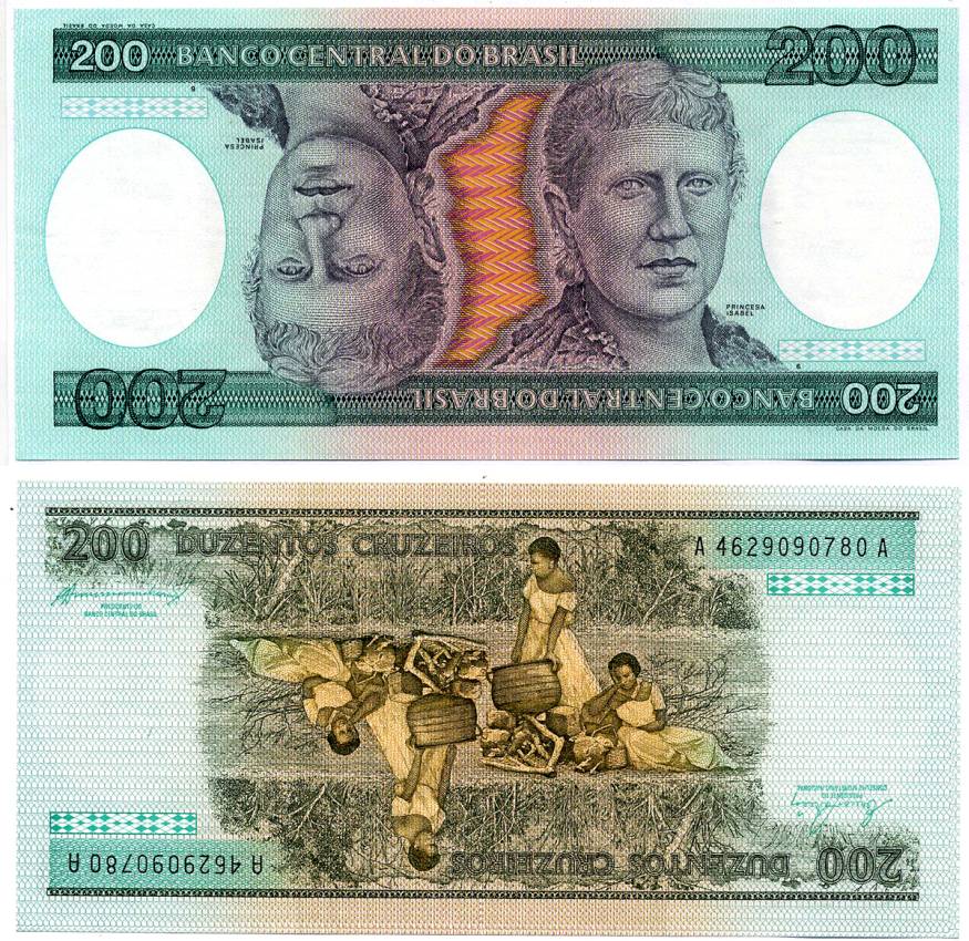 БРАЗИЛИЯ 200 КРУЗЕЙРО 1984 ПОДПИСЬ 21 Pick 199b бумага UNC (ПРЕСС) 7486-61-2-1