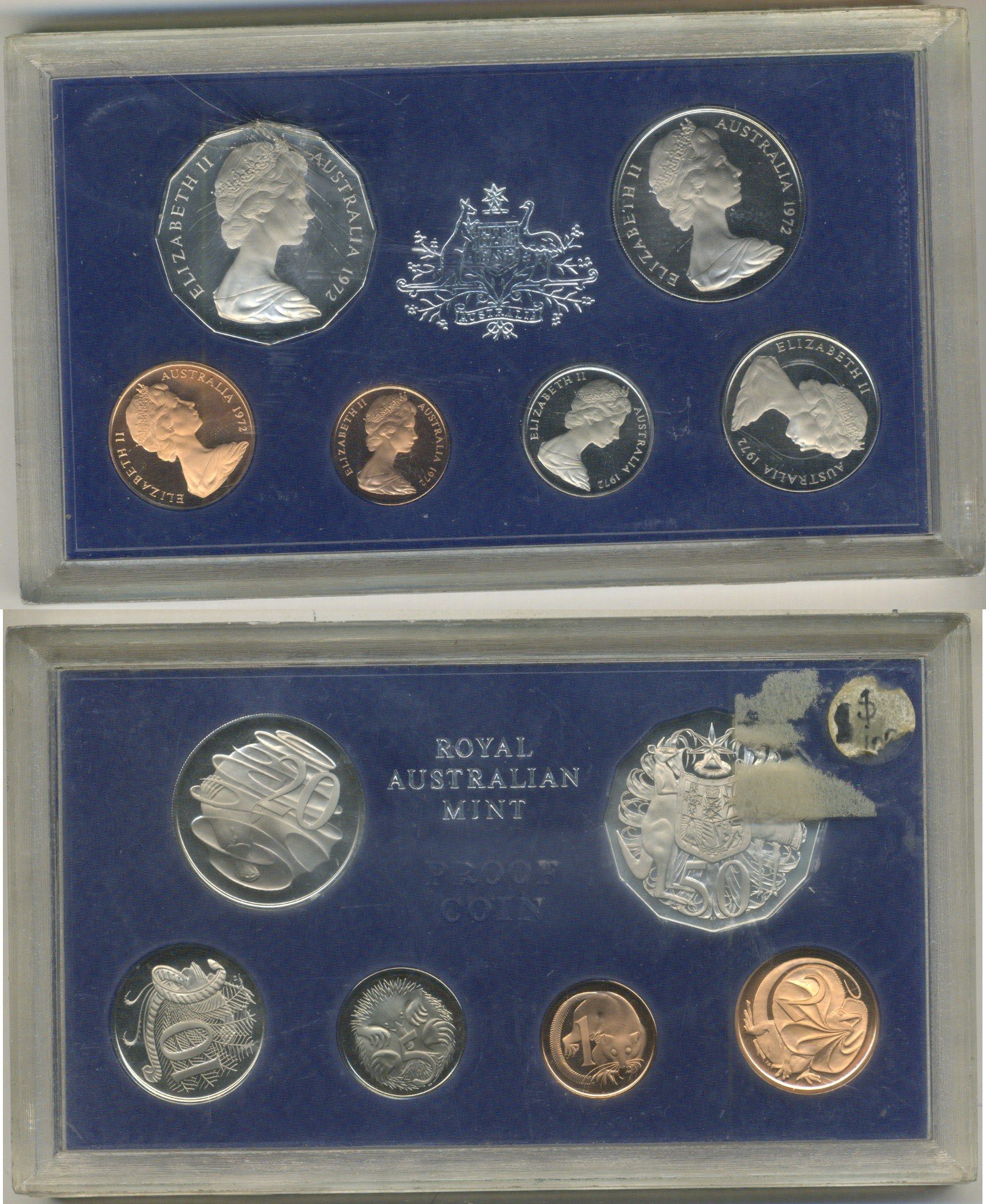 Австралия набор из 6 монет (1, 2, 5, 10, 20 и 50 центов) 1972 в оригинальной банковской упаковке, тираж 10.000 экземпляров KM PS34 (62, 63, 64, 65, 66 и 68) PROOF 8-2-06-31