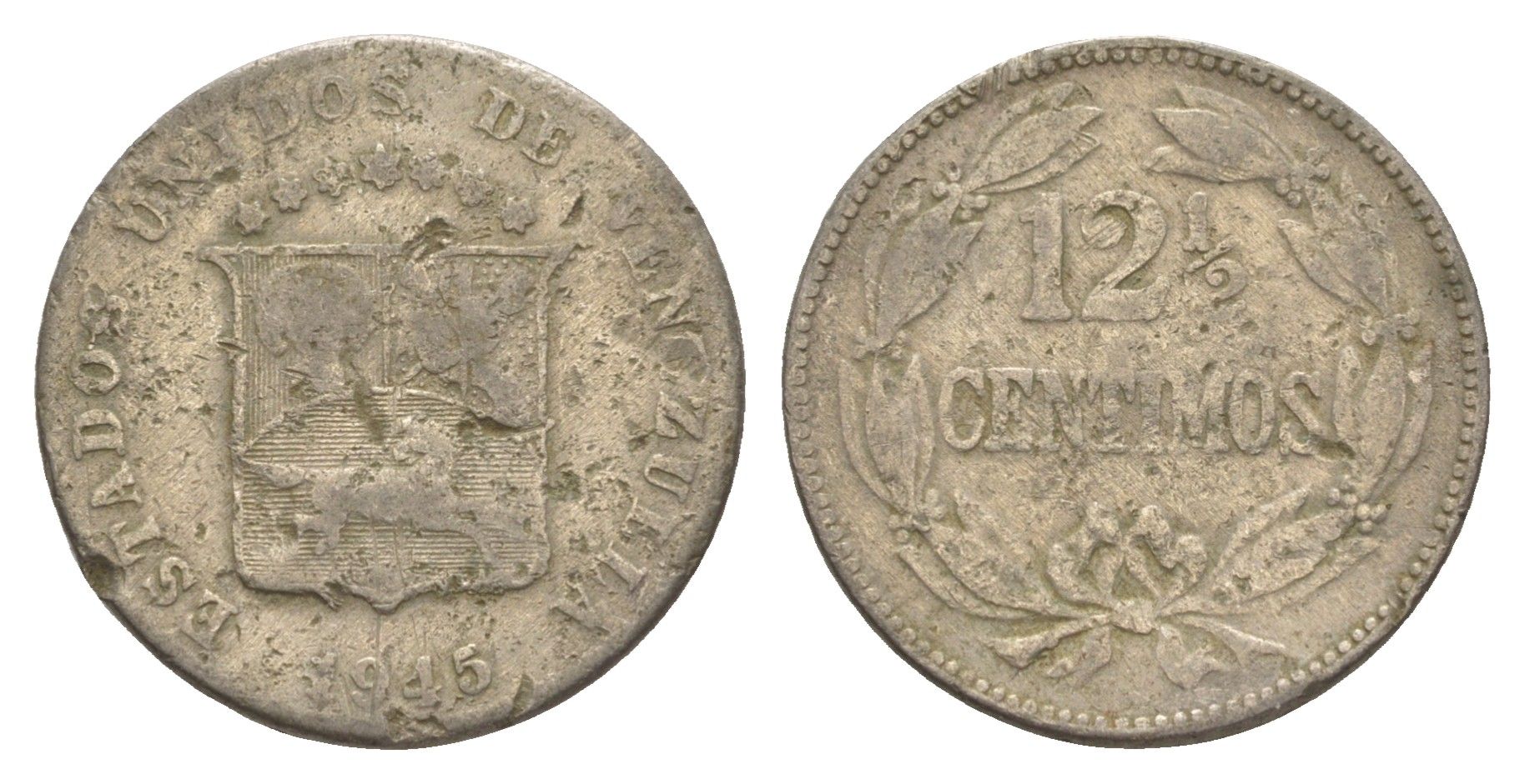 Венесуэла 12 1/2 сентимо 1945 Y 30a медно-никель 4582-111