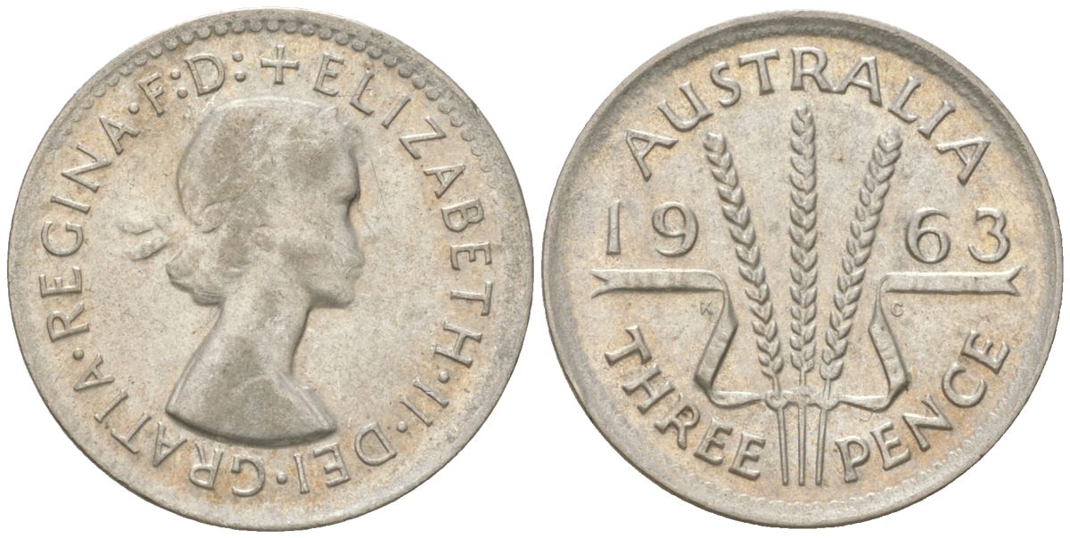 Австралия 3 пенса 1963 Елизавета II (1952-2022) KM 57 серебро 4623-138