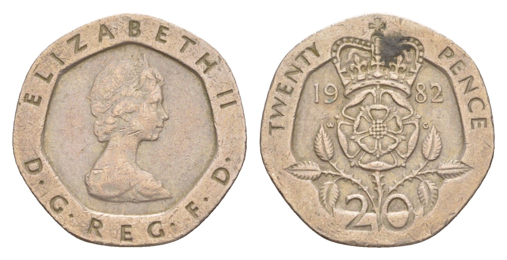 Великобритания 20 пенсов 1982 Елизавета II (1952-2022) KM 931, Spink 4230 (G1) медно-никель 4639-827