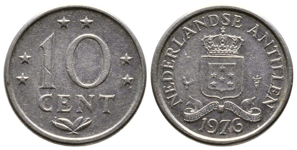 Нидерландские Антилы 10 центов 1976 Юлиана (1948-1980) KM 10 никель 177-1314