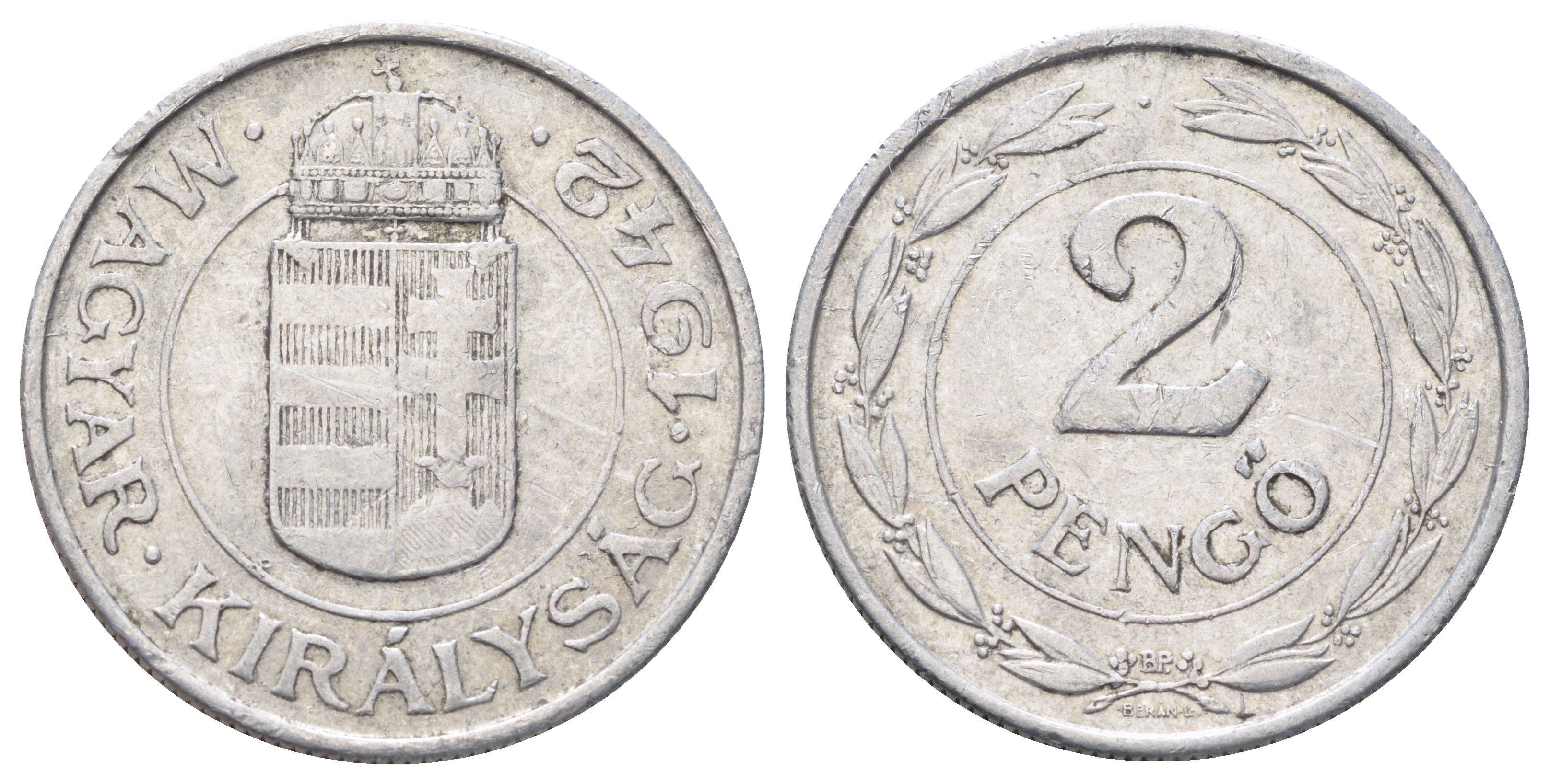 Венгрия 2 пенге 1942 KM 522.1 алюминий 4699-1122