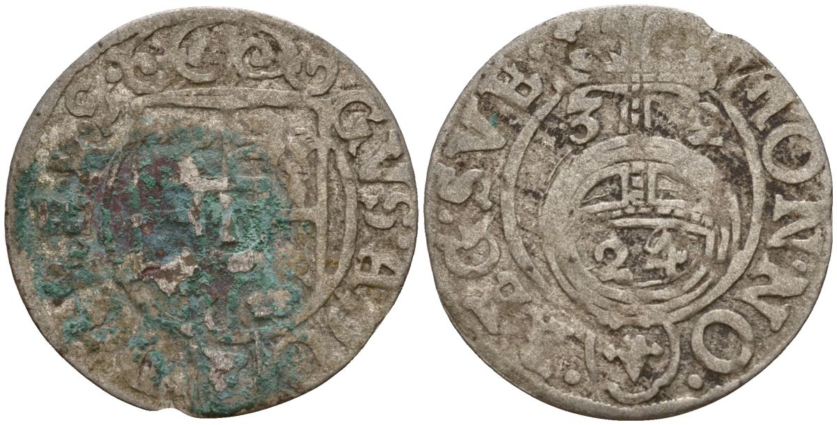 Польша, Эльбинг 3 полкера (3 полторака - 1 крейцер) 1632 Густав II Адольф (1621-1632) Kop 9602-9607 серебро 4160-233