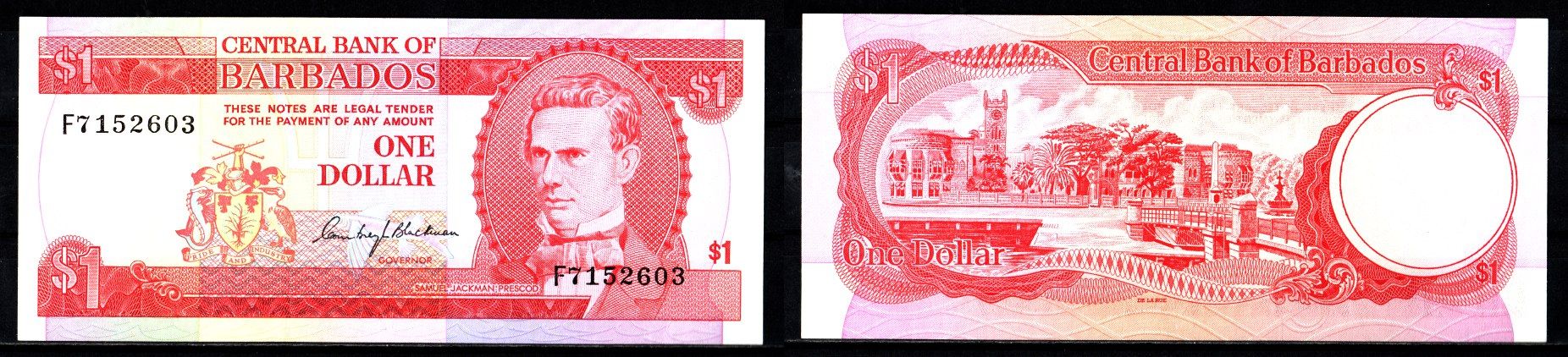 Барбадос 1 доллар ND (1973) Pick 29 бумага UNC (пресс) 8608-26-1-1