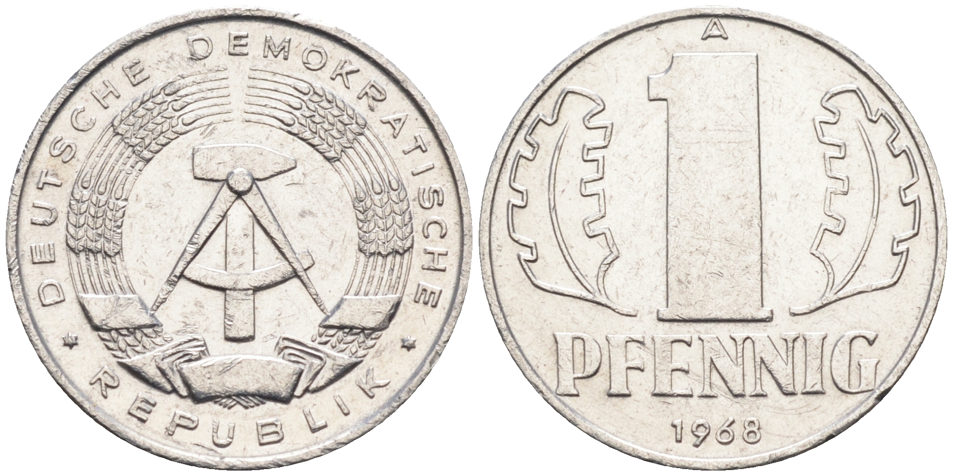 ГДР 1 пфенниг 1968 А KM 8.1 алюминий 4588-266